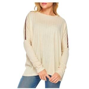 BlueGrey Woven Trim Dolman Sweatshirt Size Small Medium NWOT $88 MSRP